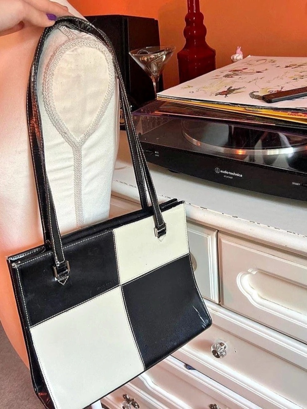 Kate Spade Color Block Tote in Black & White